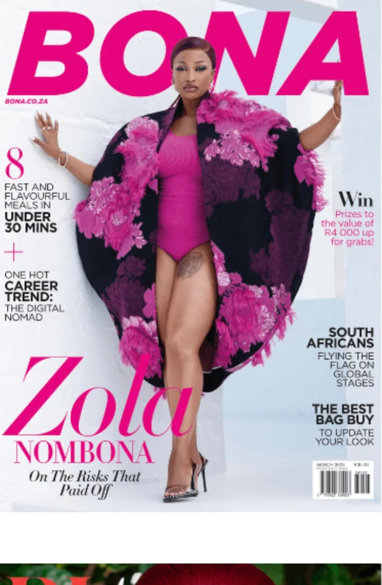 BONA cover featuring Zola Nombona